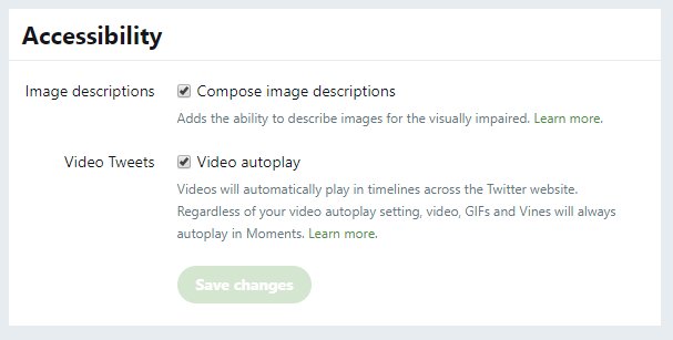 ChrisseyWrites's tweet image. Just taking a moment to marvel at the fact Twitter has two settings under &quot;Accessibility&quot; - #ImageDescriptions &amp;amp; Video Autoplay. 
I&apos;ll give you one guess which of these two is turned on by default and which isn&apos;t.