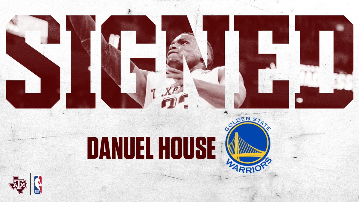 aggiembk's tweet photo. The champs closed on a new 🏡 😏

Congrats to @DanuelHouseJr on his 1-yr deal with the @warriors!

#GigEm https://t.co/P2gyFheOwV