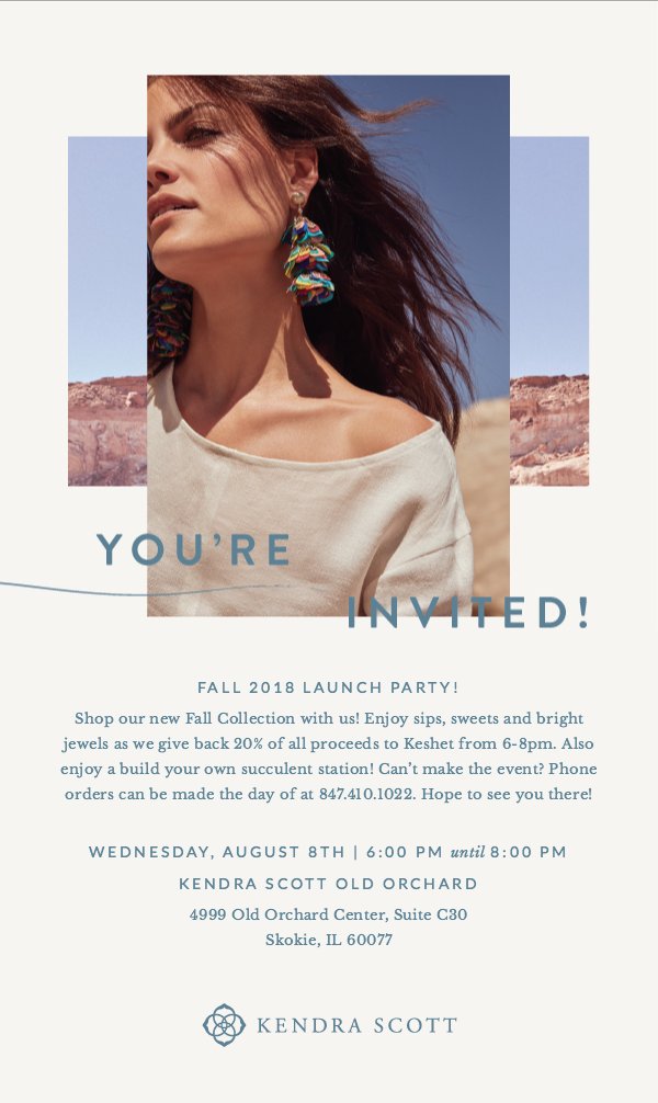 On Wednesday, August 8th, join us for <a href="/KendraScott/">kendrascott</a>'s Fall Collection Launch at <a href="/OldOrchard/">WestfieldOldOrchard</a> as we team up with #KendraScott for a Kendra Gives Back Party! A portion of all sales between 6-8pm will benefit people with #specialneeds. #fundraiser #nonprofit
facebook.com/events/9239539…