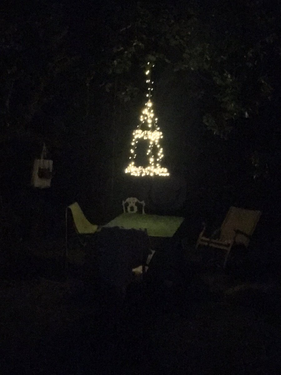 Our garden chandelier in all its glory.