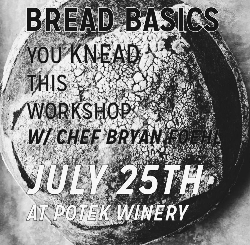 We still have a few more tickets to our ever-popular Bread Basics: YOU KNEAD THIS WORKSHOP with Bryan Foehl on Wednesday evening from 6-8pm. Come join @white_lung in learning how to make bread like a real fancy baker. Snack on fresh baked bread and a glass of wine.