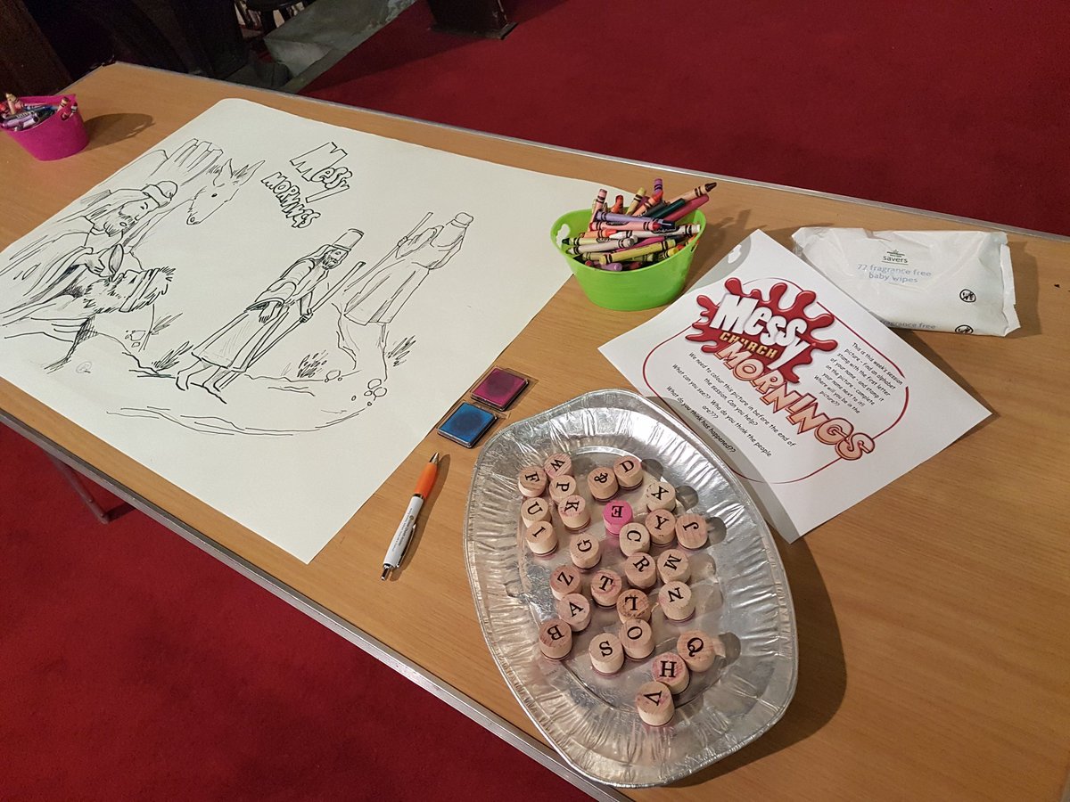 pastoralfi's tweet photo. Nearly ready for this years first messymorning..church is stifling hot even at 23 hrs.excited though for the morning. Vicars husband has done amazing session picture..wondering what it will look like at end of the morning?! #messymornings #messychurch #holidayfun @DioceseofSheff https://t.co/kBD1ENQPtL