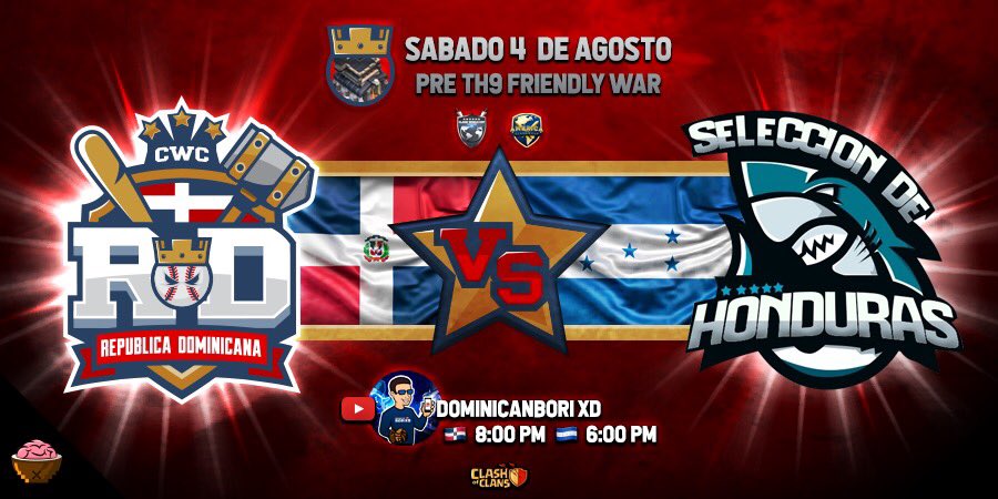 Dominican_Coc's tweet photo. BOOM !!! Este Proximo Sabado 4 de Agosto tendremos la primera Guerra de Pre - Seleccion de Ayuntamientos 9 Dominicana vs Honduras  atravez del Canal de DominicanBori XD 8Pm RD 6 Pm Centro America vamos apoya tu seleccion favorita con un Like  preparacion para @ClashWorldCup https://t.co/ToEKgAPDQU