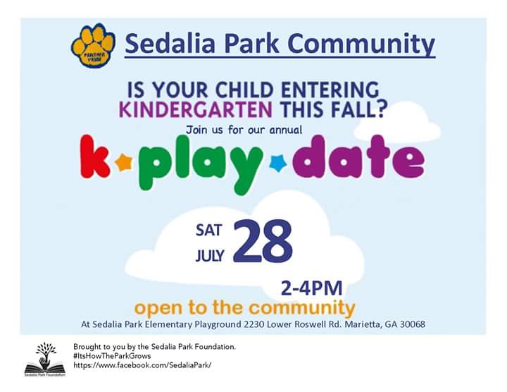 Is your child entering Kindergarten at Sedalia Park this Fall? Join us at the SP playground this Sat. 7/28, 2-4p to meet fellow classmates!
