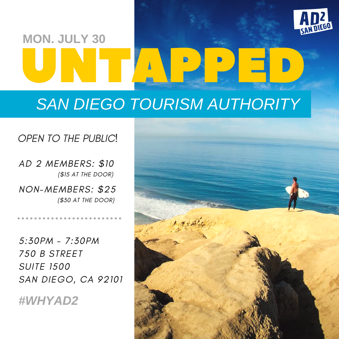 Yaseman89's tweet photo. SAN DIEGO YOUNG PROFESSIONALS: @sdtaconnect will be hosting @AD2SD next Monday and you're invited! Mix and mingle with the minds responsible for promoting San Diego as a preferred vacation and meetings destination. https://t.co/W1ls92o1aX https://t.co/tckrKWU7H2