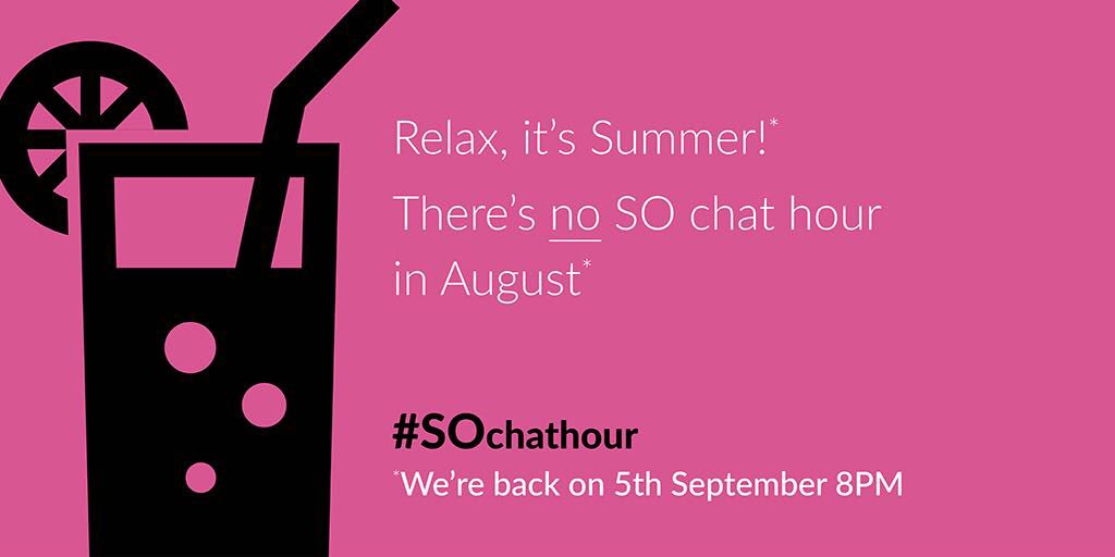 SOchathour's tweet photo. Don’t fully relax yet #SOchathour peeps!!! 

We have our wind down Wednesday this week!! 
A lively open forum chat with guest hosts &amp; co-founders @AsifChoudry &amp; @amynettleton1 - rumour has it there are some fun announcements in store too!!! #exciting 😊😊 https://t.co/gInBwXL6Zo
