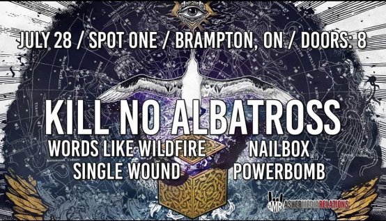 Spot1Live's tweet photo. Saturday, July 28th! A little HARDCORE with @KillNoAlbatross @wordslikefire @nailboxhc @singlewoundband and @powerbombhc 🎶🎸🔥💥 Doors open at 8 | Cover $10 | ALL AGES

#spot1live #spot1grillbrampton #livemusic #brampton #livemusicbrampton #hardcore #spotone https://t.co/X57VooyXN9