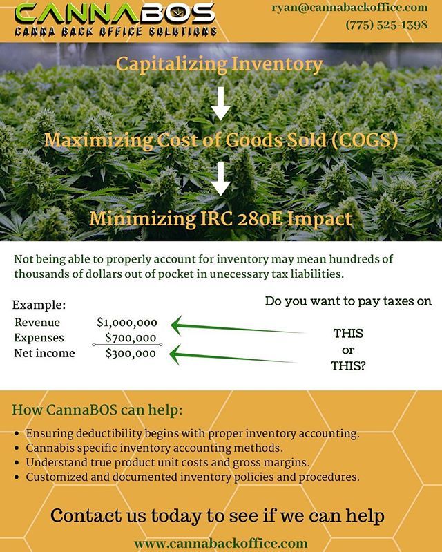 cannabackoffice's tweet photo. Are you able to account for inventory properly? Not doing so may hurt come tax time. #cannabisaccounting #280e #cannabistax https://t.co/XESJ4ufWT5 https://t.co/9OY2cXaAAF
