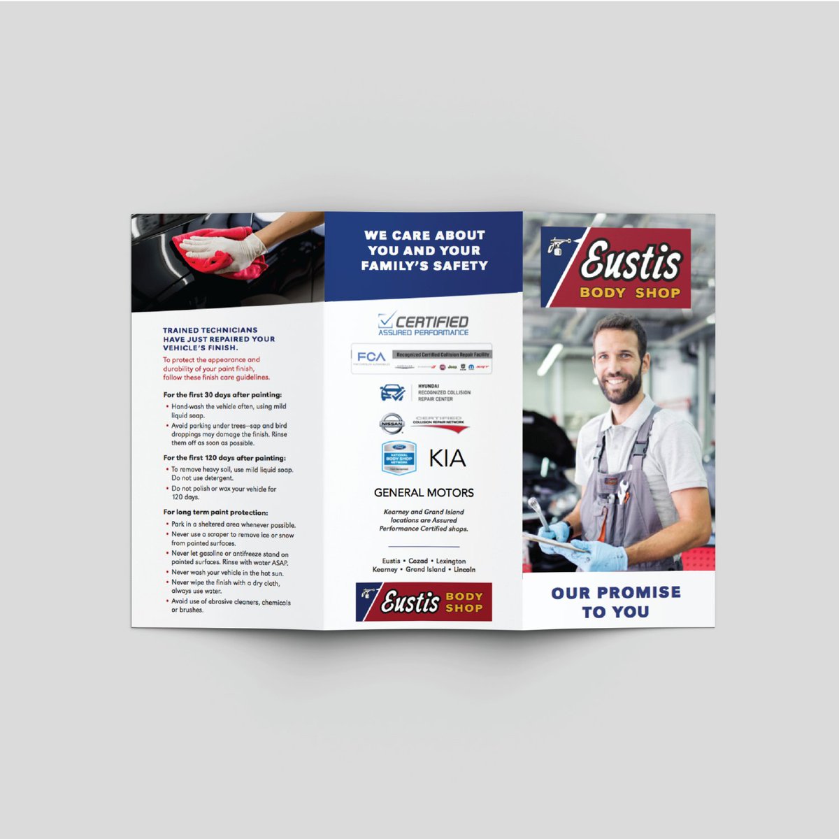 ebbekadesign's tweet photo. From a logo refresh to a new website, we’ve had a great time designing for our client Eustis Body Shop. Today they are officially open for business at their shop at 87th &amp; hwy 2! #ebbekadesignco #eustisbodyshop #LNK https://t.co/yZUxUYz2rC