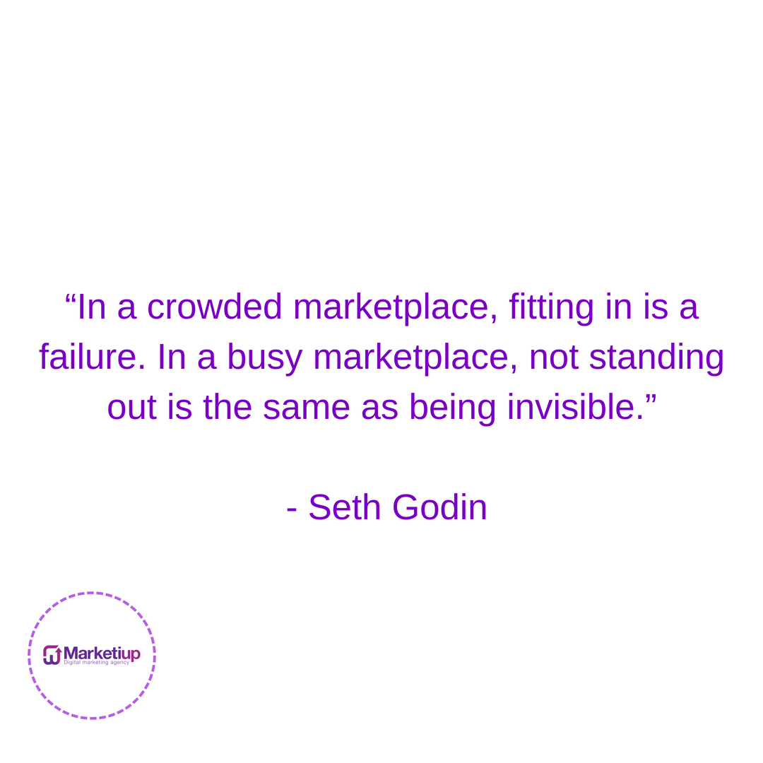 Marketiup_'s tweet photo. Seth Godin knows it best! 

What are you doing today to stand out from the rest?🤔

#Quoteoftheday #Digitalmarketingagency #Socialmediamarketing #Digitalmarketing https://t.co/1gij5yslDa