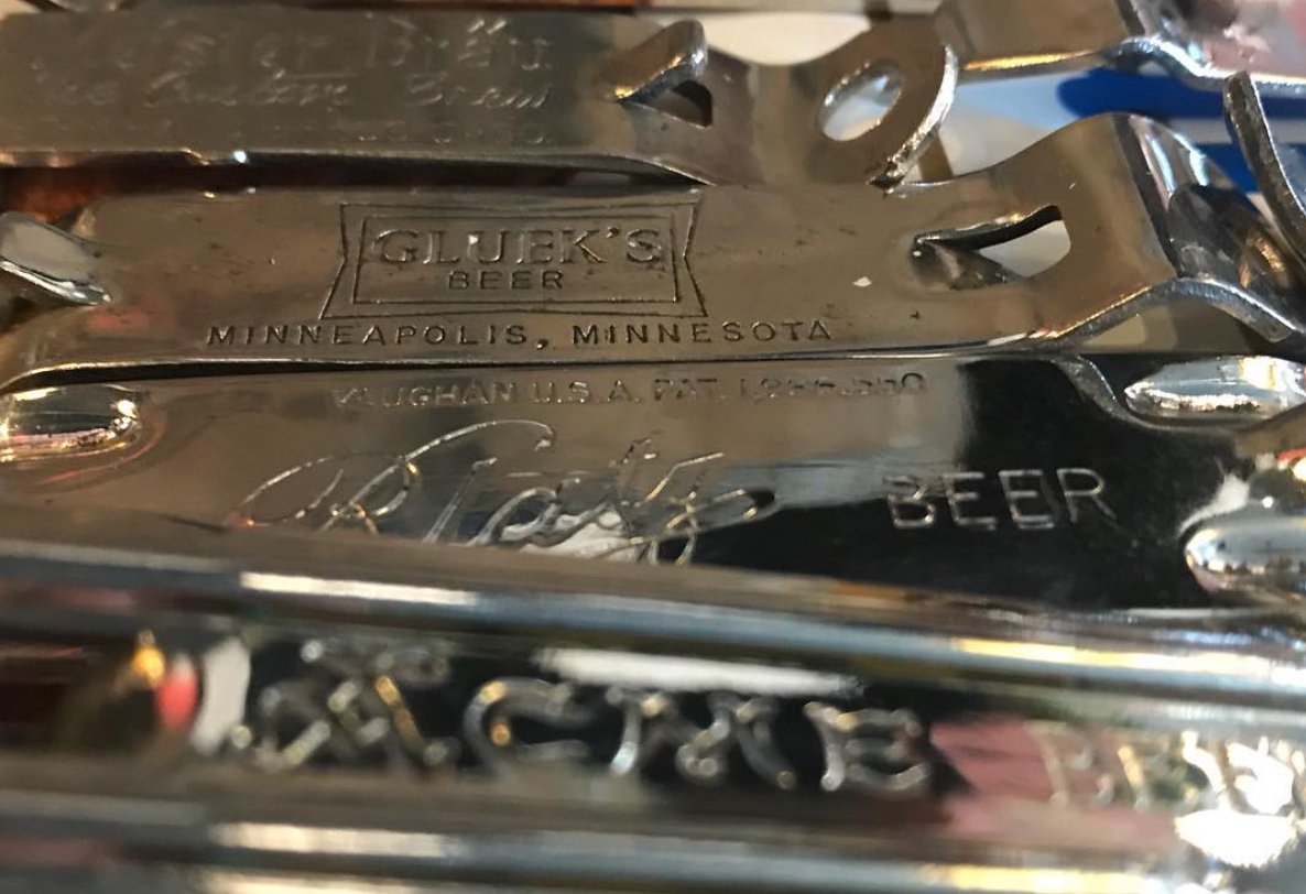 huntgathermpls's tweet photo. #hotstuffalert adam has a BOATLOAD of these pristine, vintage, beer-branded bottle openers. yowza! #vintagebarware #vintagebrewery #minneapolis https://t.co/yFECnPUWKJ