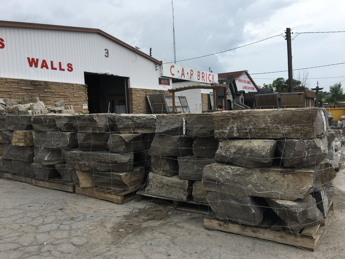 A huge load of #Armourstone, in a variety of sizes, ready for your #landscape project. Small ones from 200 lbs up to large ones at 3000 lbs. Add a beautiful accent to your #garden, or build an entire #retainingwall. Come and pick yours while they are fresh!