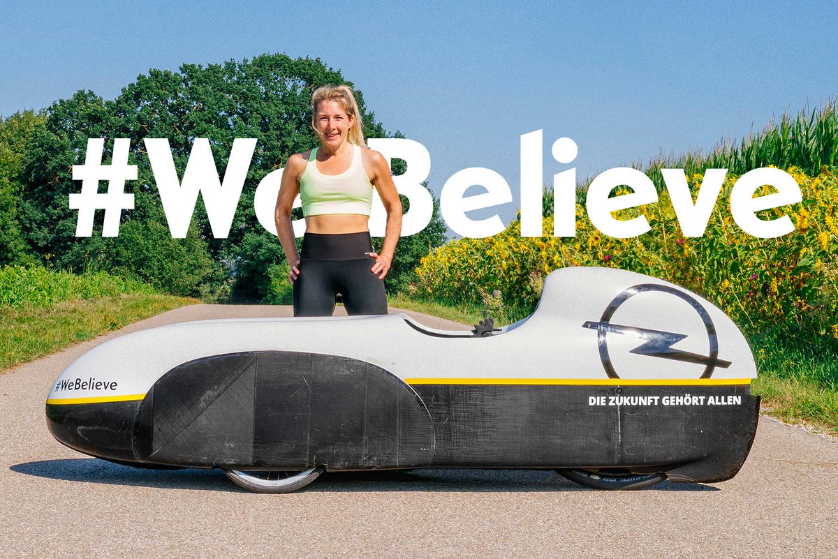 StellantisDE's tweet photo. #Velomobil: #Opel unterstützt 24-Stunden-Weltrekordversuch von Nici Walde. Noch nie hat ein Mensch innerhalb dieser Zeit eine Entfernung von mehr als 1.219 Kilometern mit reiner Muskelkraft hinter sich gebracht. https://t.co/g0wPf7UU4J #WeBelieve https://t.co/yBXl79uFEH