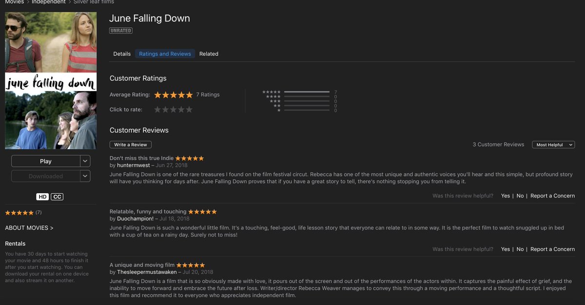 junefallingdown's tweet image. We're always so grateful for good reviews! Check out the latest kind words about our little movie on iTunes! "A film that is so obviously made with love" It's TRUE! Thank you @ladyscriptwrit !! ❤️❤️❤️

Check it out today on iTunes!

apple.co/2lHLdvn