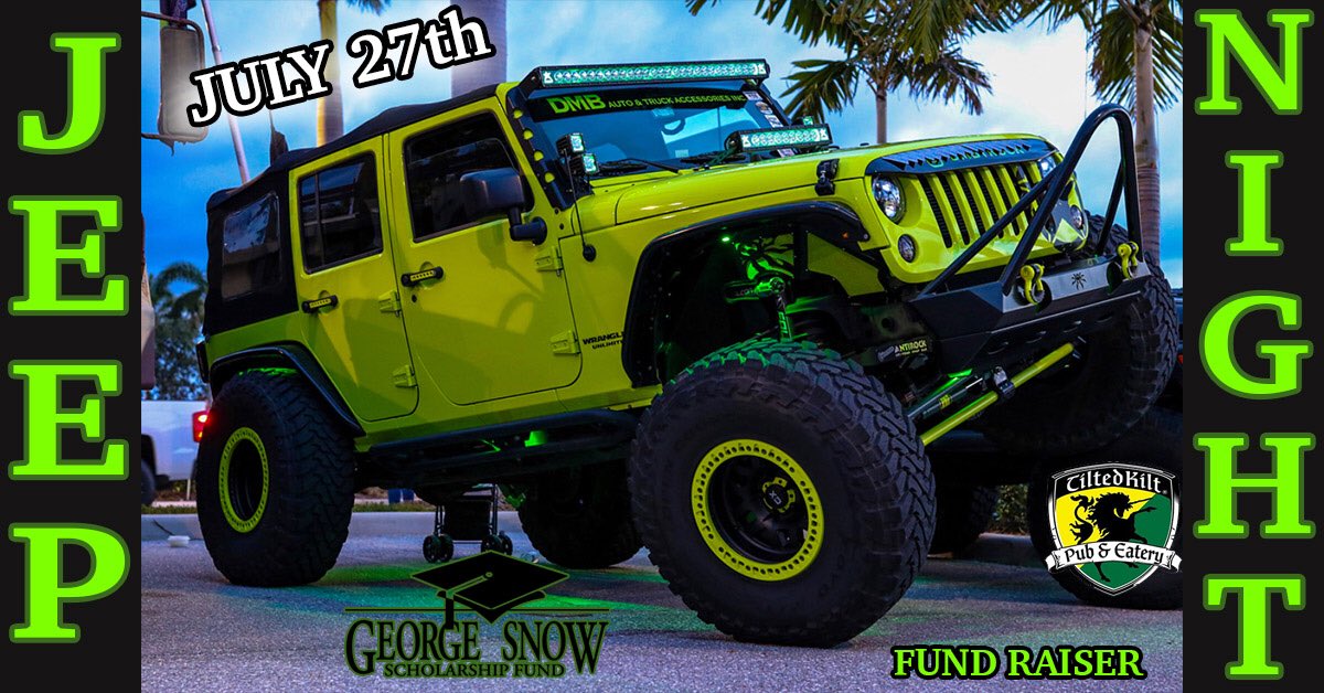 #Jeep night this Friday at 7pm. Fund raiser benefiting George Snow Scholarship Fund 🎓