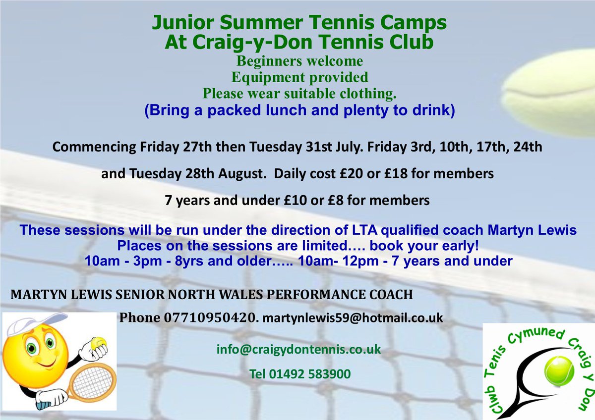 Kids Tennis Summer Camps Starting this Friday