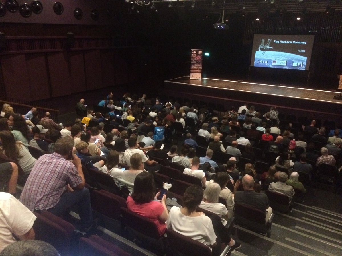 Wonderful attendance at Astronaut Paolo Nespoli’s talk “In Space for Earth” at Cork School of Music tonight. Organised by CIT, the event was preceded by the handover by Paolo of a Cork flag which was flown on board the International Space Station to the Mayors of the city and Co.