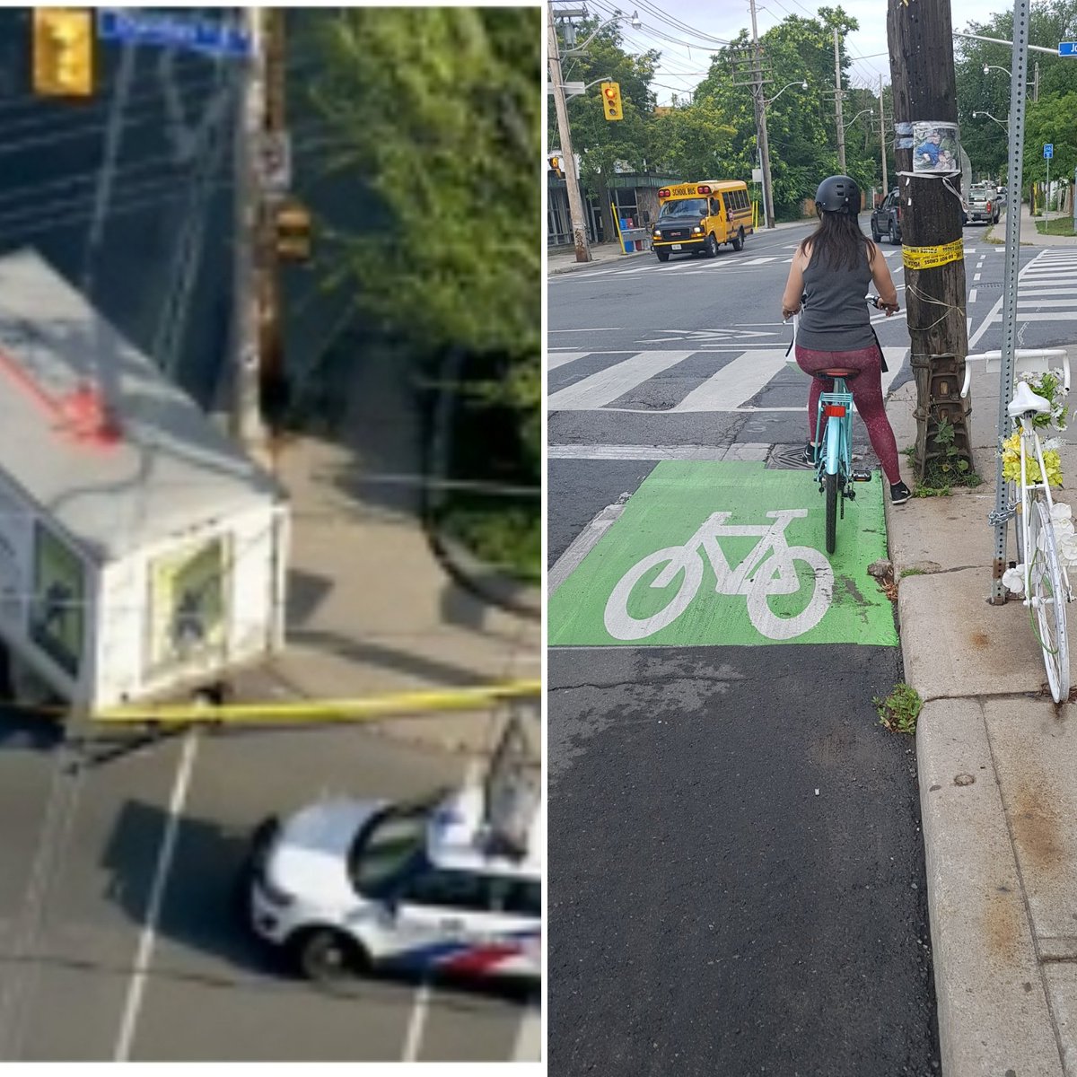 DaveLikesBikes's tweet image. That the paint in the right pic was the response to the DEATH in the left pic scares me daily.

No more paint please. Separate lanes now.

#cycleTO
#BuildTheGrid
#VisionZero
#SafeStreets