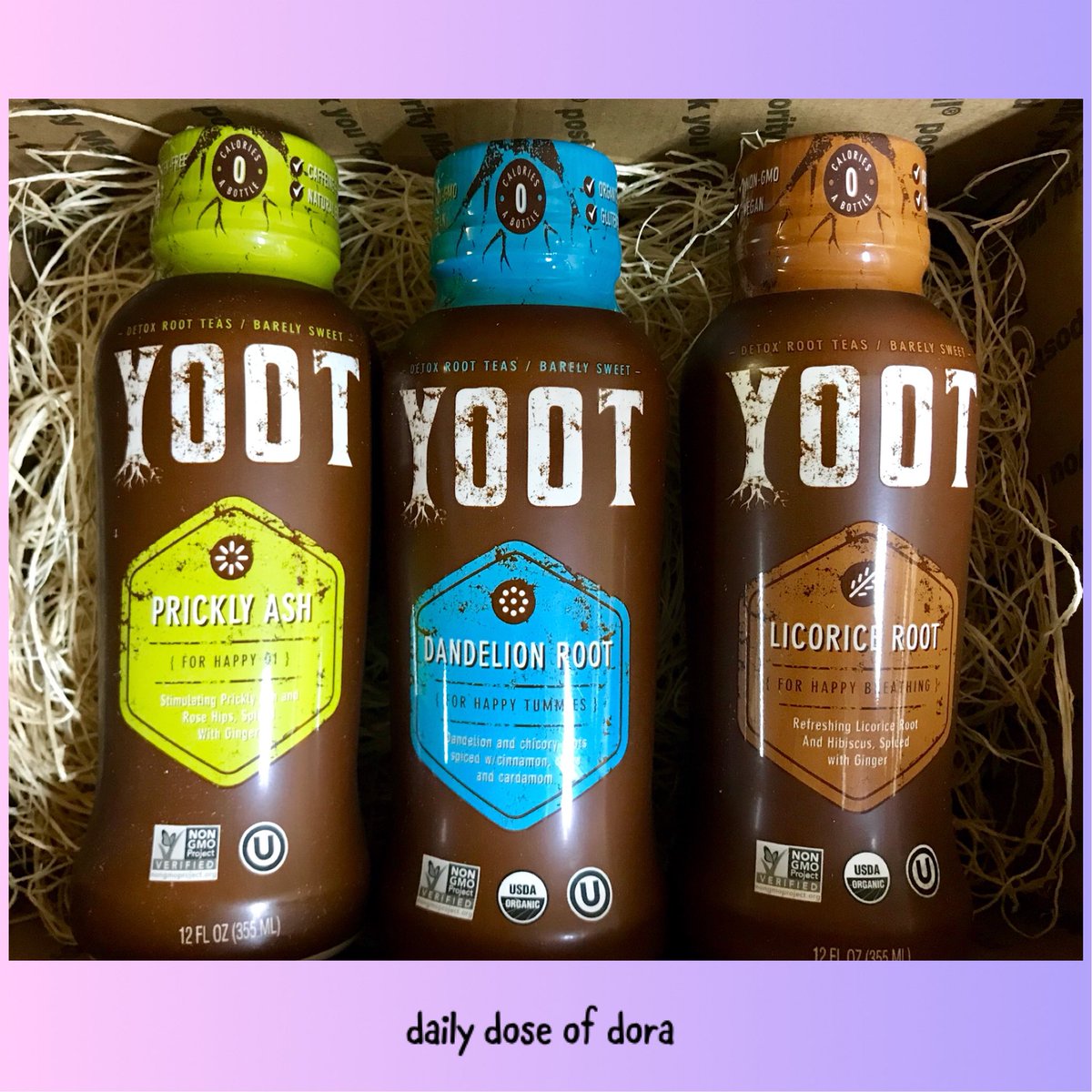 dailydoseofdora's tweet photo. I LOVE my tasty samples of @yoottea #yoottea #yoot #tea #dandelionroot #licoriceroot #pricklyash #herbal #organic #glutenfree #natural #monkfruit #allnatural #tasty #dandelion #licorice #naturallysweetened #lightlysweetened https://t.co/c8j45IS21v
