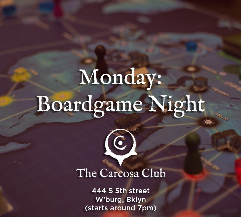 CarcosaClub's tweet photo. Mondays are for Boardgames at Carcosa. Come by tonight for a game! https://t.co/O3NrqhmQmZ