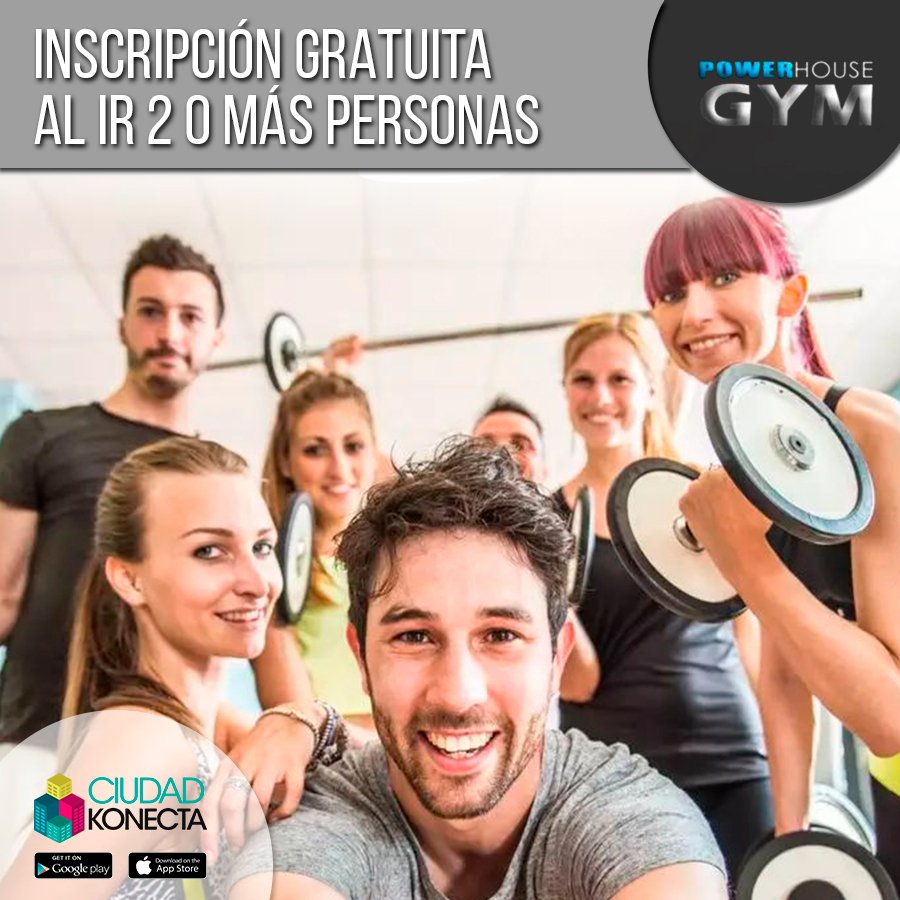 CiudadKonecta's tweet photo. Activate con tus amigos (invita a un amigo o más) e inscribanse gratis en el @powerhousegymmargarita presentando el código de tu beneficio.

Si aún no descargas #CiudadKonecta , puedes buscarla por Google Play y/o App Store para que vivas los mejores planes de la ciudad https://t.co/epuakVKapk