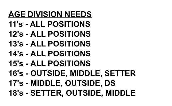 Tejas Volleyball (@tejas_vbc) on Twitter photo We will continue Evaluation/Tryout Clinics for all ages through the second week of August on Mondays/Thursdays 6:30-8pm. Please continue to come if you are looking for a club team. Our coaches will be making offers at the evaluation clinics. EMAIL KANDERSON@DRIVENATIONSPORTS.COM We will continue Evaluation/Tryout Clinics for all ages through the second week of August on Mondays/Thursdays 6:30-8pm. Please continue to come if you are looking for a club team. Our coaches will be making offers at the evaluation clinics. EMAIL KANDERSON@DRIVENATIONSPORTS.COM