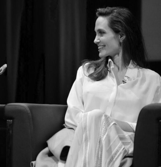 Beautiful #AngelinaJolie wearing <a href="/YEON_OFFICIAL/">YEON</a> custom developed Macrame pleated skirt. Styled by <a href="/stylistjenrade/">Jen Rade</a> 
YEON.COM