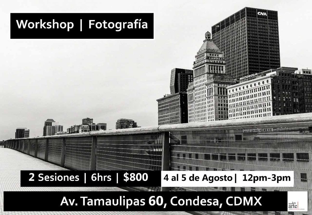 MerkdeArte's tweet photo. ¿Te gusta la fotografía y quisieras aprender más técnicas?
#Merkdearte te invita al taller de Workshop. 
Teórico - práctico (fotografía digital)

Imaparte @evan_kings7

#fotografia #tecnica #cdmx #felizlunes https://t.co/26GEkzN3ZM