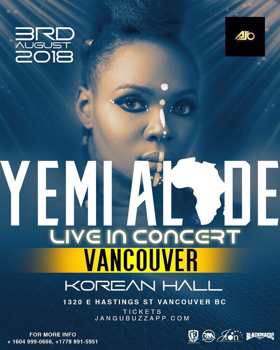 Jangubuzzapp's tweet photo. AUG 3: @yemialadee Live in Concert! (Vancouver) 🎤💃🏼

AUG 4: In My Head Art-ion Show (Vancouver) 👩‍🎨

TICKETS ON SALE AT https://t.co/ClW6kPXUnm!  🎫 https://t.co/Jq3TrZNbLC