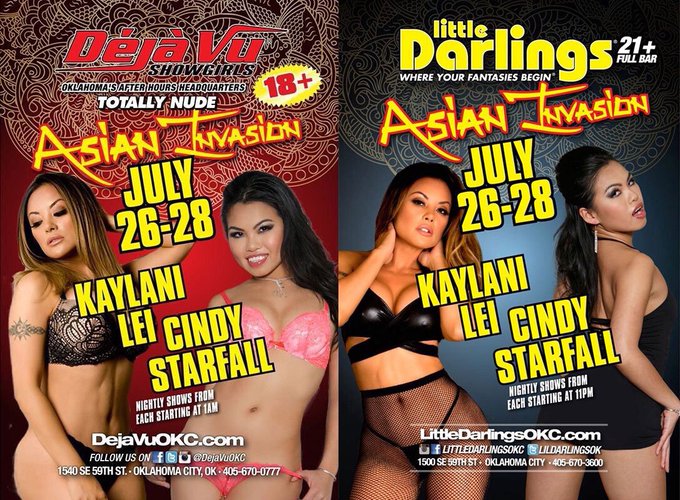 OKC!!! Just a few more days til @CindyStarfall and I hit the stage at Little Darlings &amp; DejaVu! Deets<a class="tags" href="/tag/cindystarfall">@cindystarfall</a><a href="/tag/netflix"class="tags"><span>#netflix</span></a><a href="/tag/repeat"class="tags"><span>#repeat</span></a><a href="/tag/sleep"class="tags"><span>#sleep</span></a><a href="/tag/eat"class="tags"><span>#eat</span></a><a href="/tag/recovery"class="tags"><span>#recovery</span></a><a href="/tag/posted"class="tags"><span>#posted</span></a>