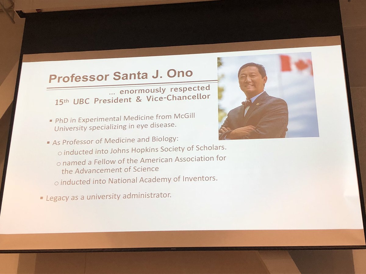 UBCOSOT's tweet photo. UBC President @ubcprez Prof. Santa J. Ono encourages #UBCMOT students to stick around and be there for each other, be bold to break barriers, be creative and passionate for the future. #UBCOSOT #OccupationalTherapy https://t.co/yQTwVZ3331