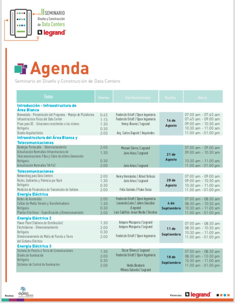 Ortronics_COL's tweet photo. II SEMINARIO EN DISEÑO Y CONSTRUCCIÓN DE DATA CENTERS. Inscríbete. Realiza Open Ingenieria. Patrocina #Legrand Colombia #datacenters #ortronics, Nuevas conferencias, Conferencistas, Fechas y fuera de Bogota vía Webex https://t.co/Ql588x5IPb