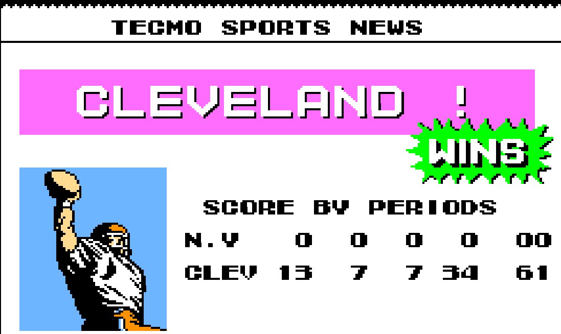 SFCTFL's tweet image. Week 4: 6 pick 6's costly for Step-Daughters NY squad against Step-Dads ( @Smitty818  ) Cleveland team. 

#TecmoBowl