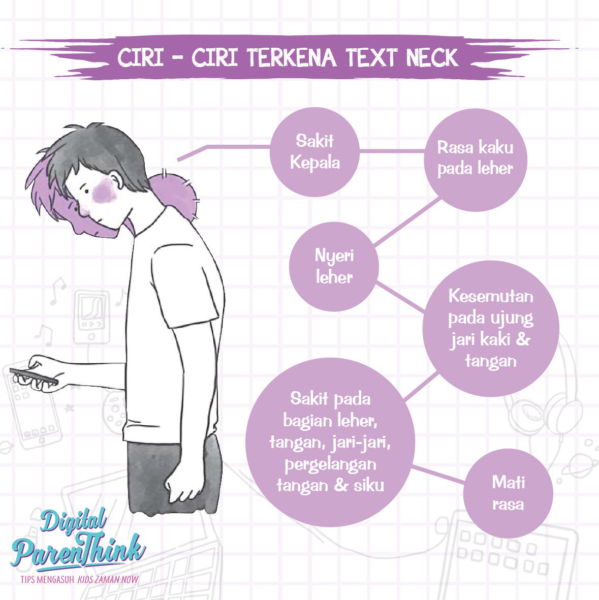 NouraPublishing's tweet photo. Kalau masih bingung sama ciri-ciri text neck, beginilah. Dari banyaknya ciri-ciri, mana yang pernah kalian rasakan?

#ParenThink #DigitalParenThink #bukuDigitalParenThink #Parenting #PengasuhanAnak #MonaRatuliu #Mizan35 https://t.co/JWQCZxNuI6