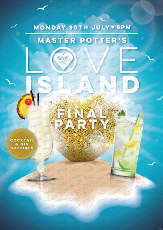 Which couple do you want to see crowned the ‘Love Island’ 2018 winners? 💑 Well join us on Monday 30th for our <a href="/LoveIsland/">Love Island</a> celebrations here at the Master Potter! ❤️ Crack on with gin, cocktail specials and more! 🍹Don’t be muggy and miss out 😉