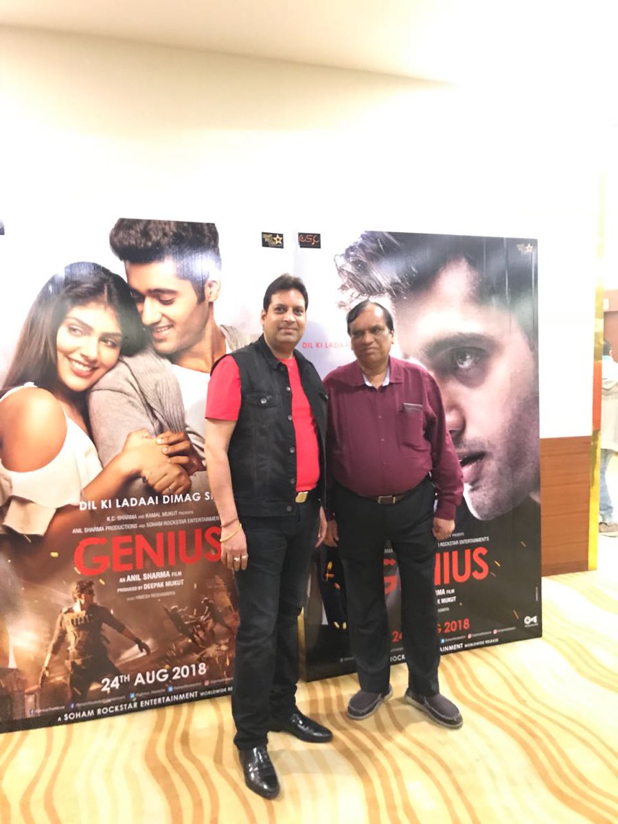 Producer @DeepakMukut and #KamalMukut were flashed at the trailer launch of #Genius. #GeniusTrailerOutNow