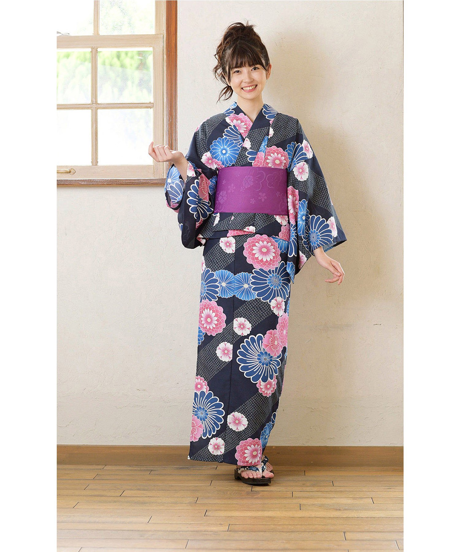 浴衣 ピンク 花柄 しまむら 花柄浴衣(帯セット)ピンク しまむら 女性用