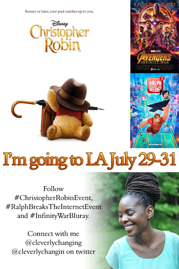Cleverlychangin's tweet photo. Get ready! #ChristopherRobinFilm release (8/3). Tweet me your questions for Ewan McGregor; #HayleyAtwell; #BronteCarmichael; Jim Cummings; and #MarcForster using #ChristopherRobinEvent
.
https://t.co/kn4Fsd6zMz
.
#RalphBreaksTheInternetEvent #InfinityWarBluray #DisneyPartner https://t.co/CPD4LKglqf