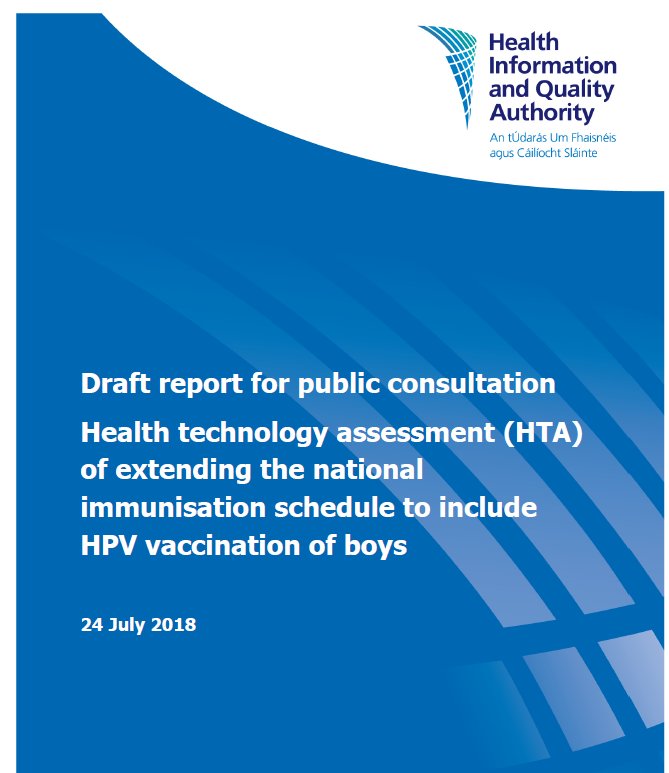 HIQA's tweet photo. Currently only girls are offered the HPV vaccine. HIQA reviewed the clinical and cost-effectiveness of extending vaccination to boys in their first year of secondary school. https://t.co/PB5OR1qWEl https://t.co/rPiHXWNmek