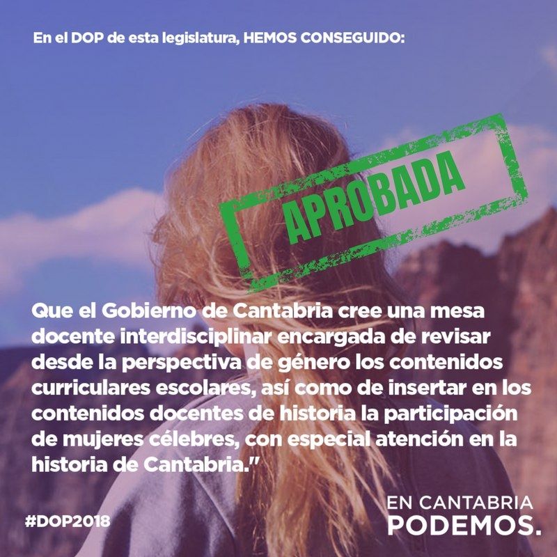 Igualdad_Cant's tweet photo. El currículo escolar debe promover la aceptación de la diversidad así como recuperar y dar a conocer la historia de las mujeres cuyo papel fue fundamental para la historia de Cantabria y sin embargo, ha sido silenciado por generaciones posteriores.
#DOP2018 https://t.co/uYHCGq3Ho0