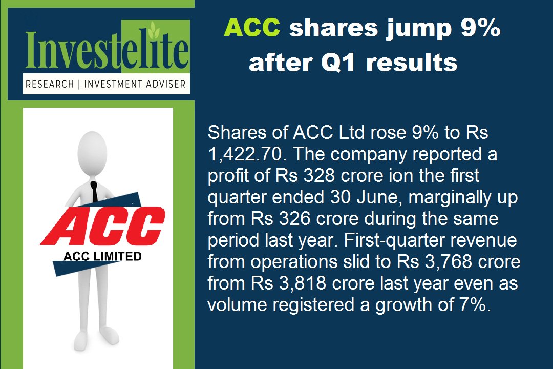 Investelite1's tweet image. ACC shares jump 9% after Q1 results
#ACC #Q1Results #FreeIntradayTips #FreeShareMarketTips #FreeStockMarketTips @investeliteresearch.in