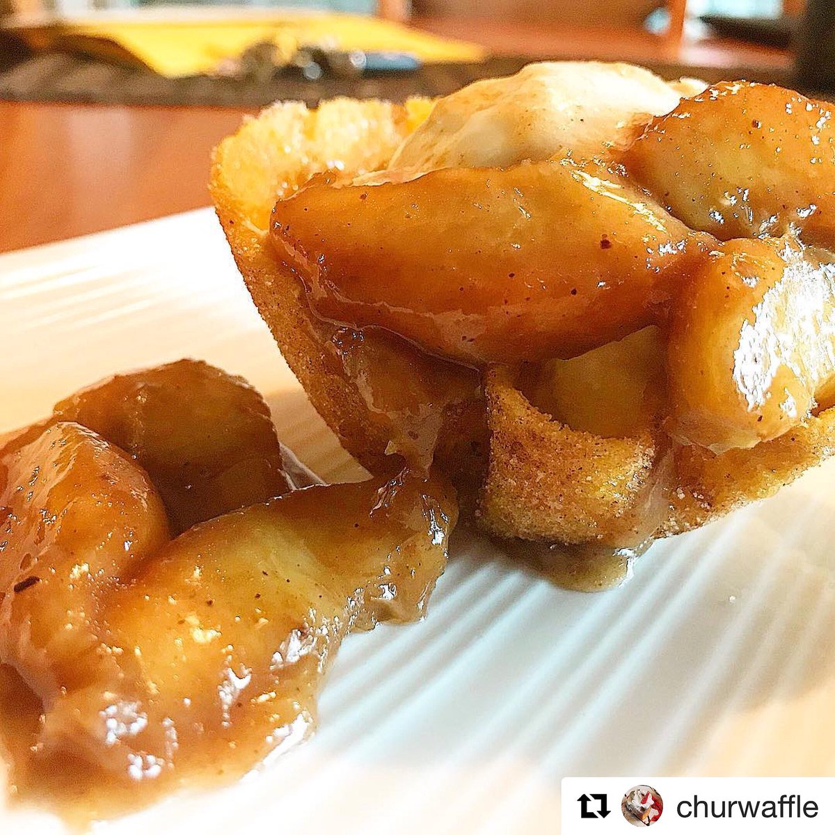 MattBurgessbros's tweet photo. In the test kitchen to create peach 🍑 cobbler served in Churwaffle Cups!!! @carlahall @thechew https://t.co/ogF3xXdPBQ