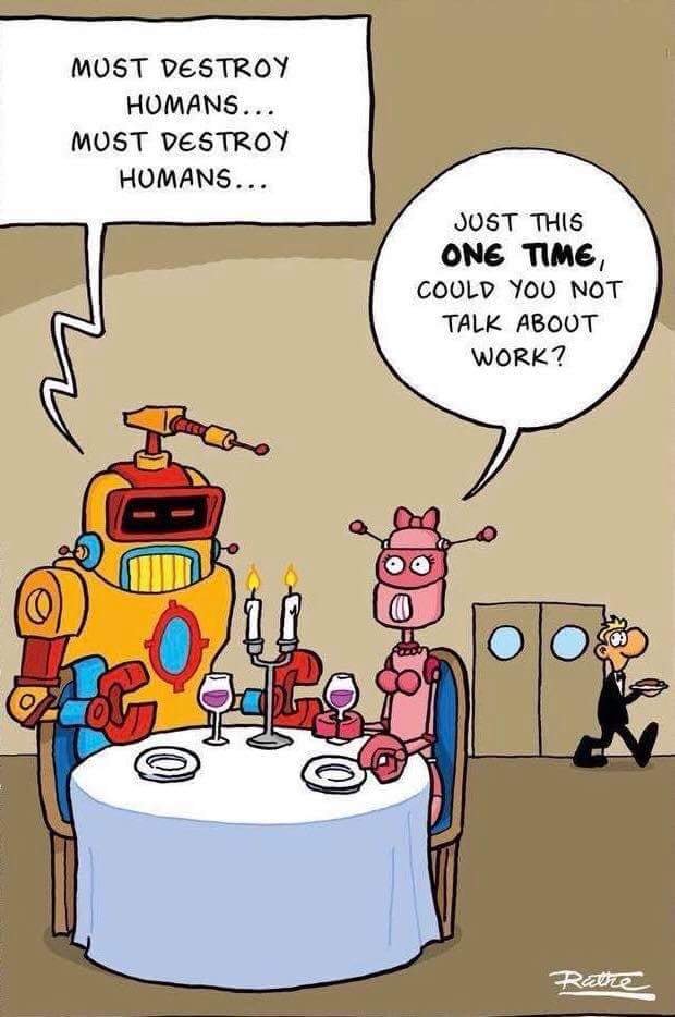 waggishbot's tweet image. Must destroy humans

#robots #robotjoke #cartoon