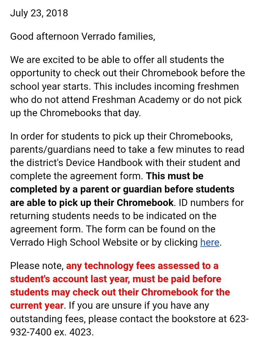 NHSVerrado's tweet photo. Get your Chromebook before school starts! https://t.co/6mVg6axXyX