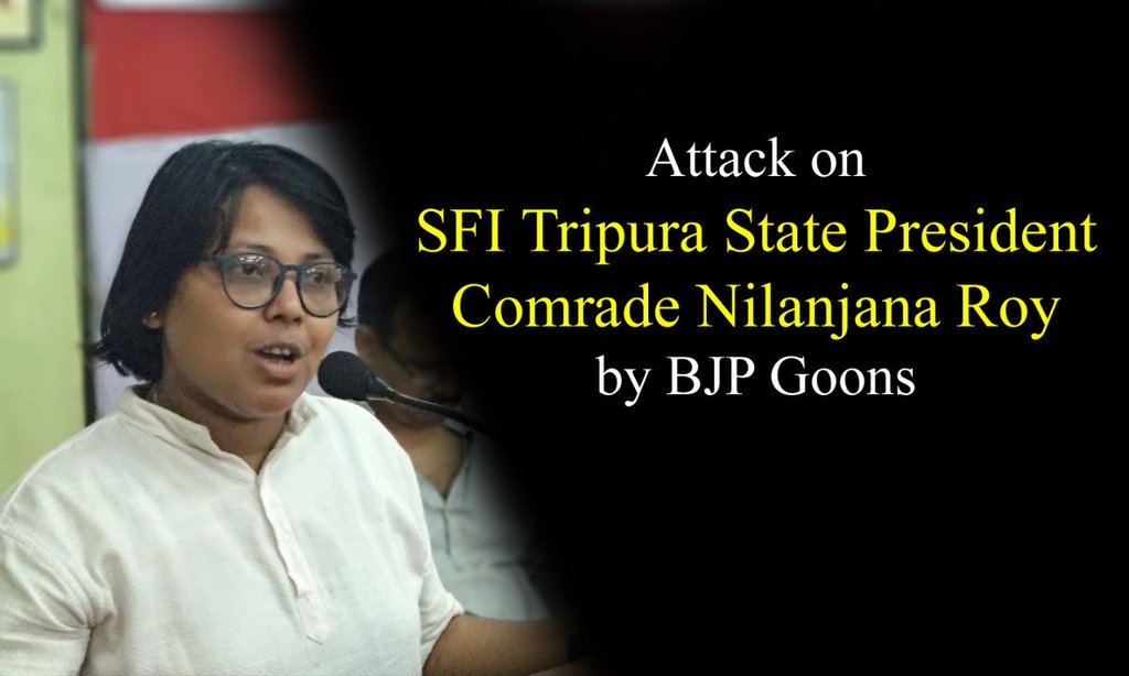 Bjp cowards attack youth leaders...and this was particularly shameful..the bjp workers barged into her home and attacked her family! Under bjp mob violence has grown all over the nation. #LeftWillResist