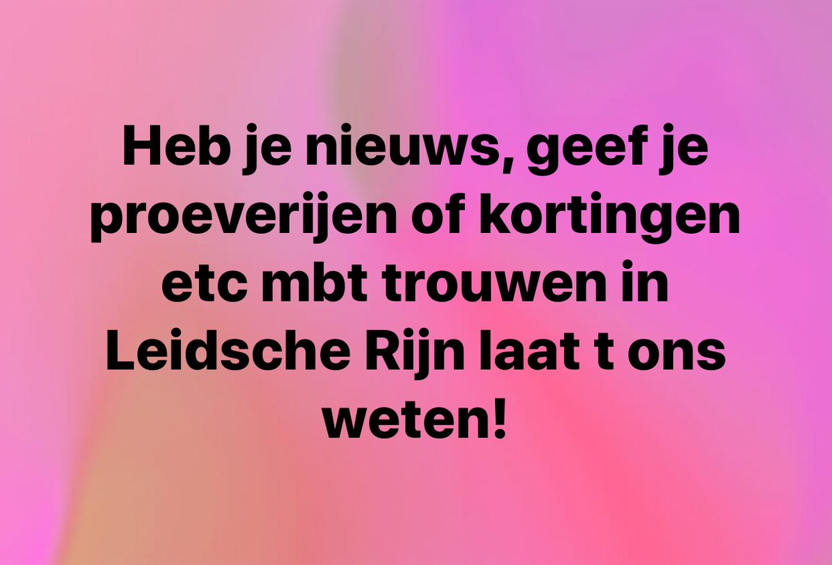 trouwenLR's tweet photo. We willen alles weten rondom leuke acties, proeverijen etc in #LeidscheRijn via twitter, Facebook of instagram kun je een bericht achterlaten! #trouwen #utrecht https://t.co/XJmQwLO3PD