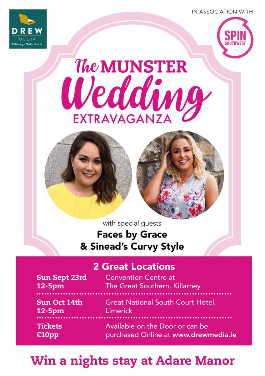 Are you a wedding supplier who would like to take a stand at the Munster Wedding Extravaganza? Email: April@drewmedia.ie for more details