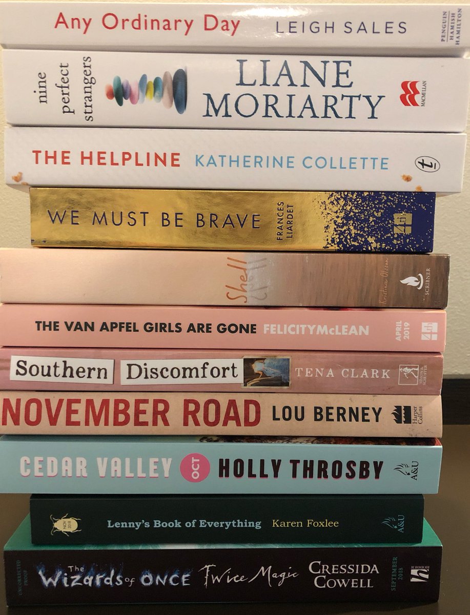 birdermein's tweet photo. My new #TBR &amp; to be recommended book stash from #dymcon18. Thanks to @PenguinBooksAus @MacmillanAus @text_publishing @SimonSchusterAU @HarperCollinsAU @AllenAndUnwin @HachetteAus @HardieGrant and all the other suppliers who filled our imaginations &amp; hearts with great stories https://t.co/KctdaqnkLm