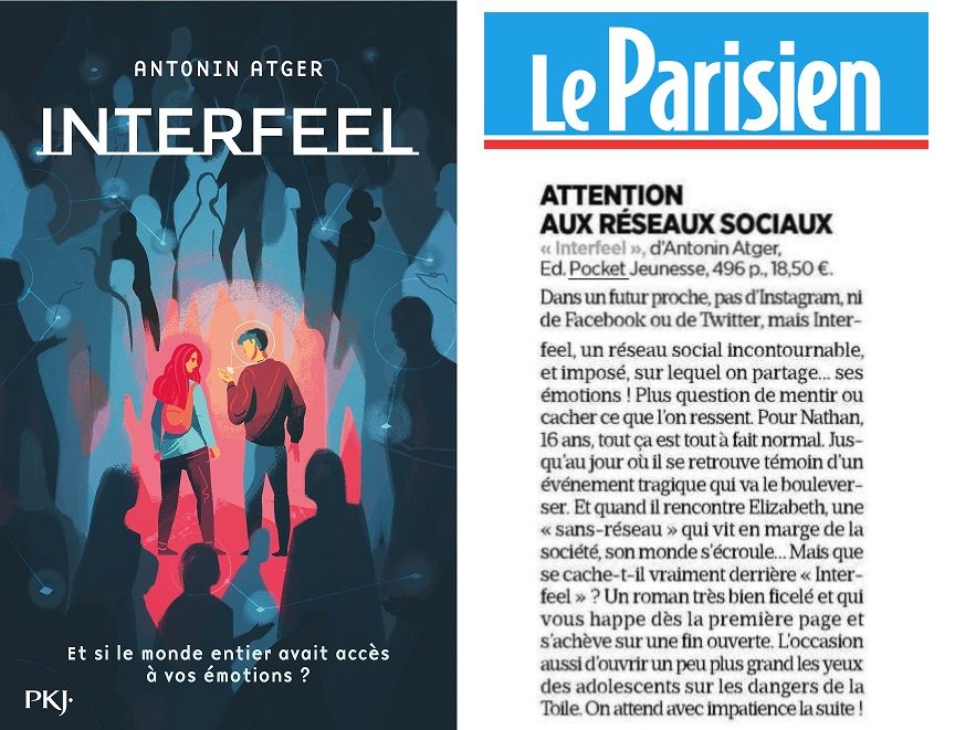 Et voilà la chronique d'#Interfeel, sortie dans @le_Parisien de ce dimanche 22 juillet !

@pocket_jeunesse #Parisien #youngadult #lecturedete