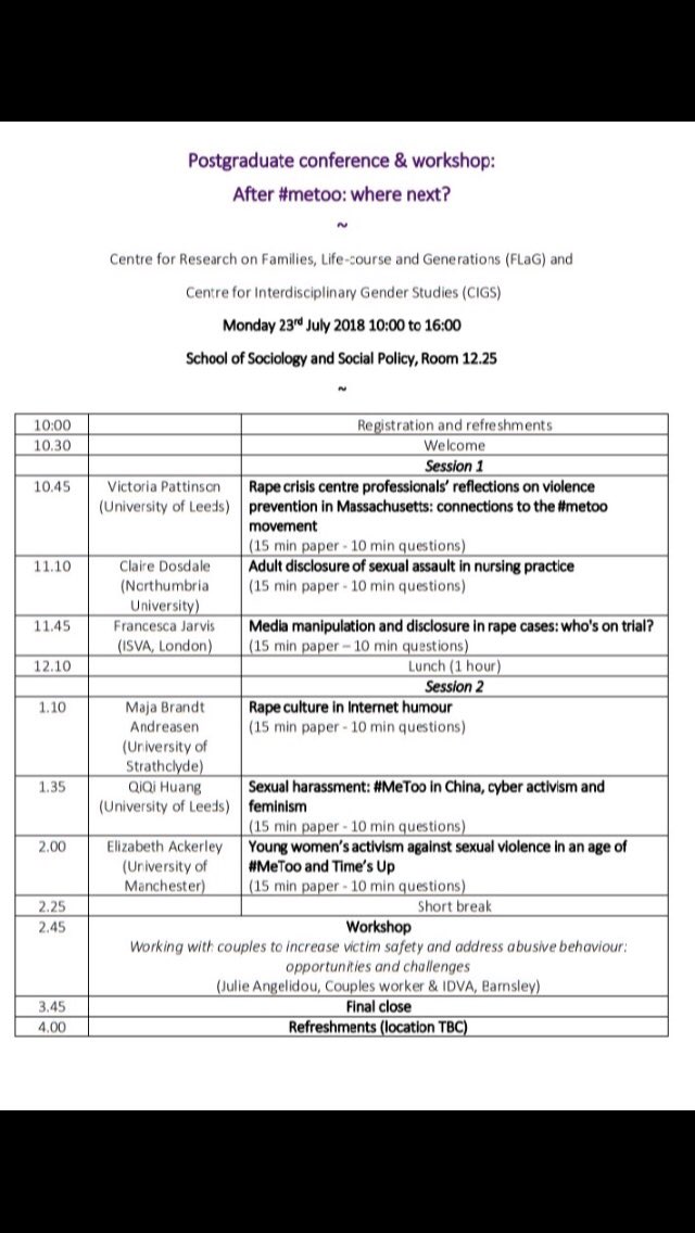 Thank you to our fantastic speakers Victoria Pattinson, <a href="/clairelouiserob/">Dr Claire Dosdale</a>, Francesca Jarvis, <a href="/MajaBAndreasen1/">Maja Brandt Andreasen @majabandreasen.bsky.social</a>, Qi Qi Huang, <a href="/e_ackerley/">Liz Ackerley</a> &amp; Julie  Angelidou for sharing their important work &amp; research on #VAWG at #aftermetoo yesterday! A thought-provoking, moving and inspiring day!